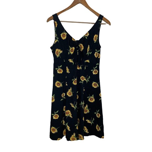 I.N. San Francisco Sundress Sunflower Mini Dress Tie Front Sleeveless Size 7 - Picture 1 of 10